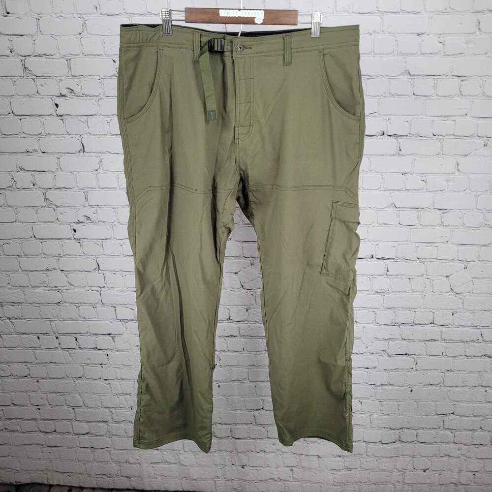 PrAna Green Breathe Nylon Stretch Lightweight Snap Cuff Cargo Pants Size (40x30)